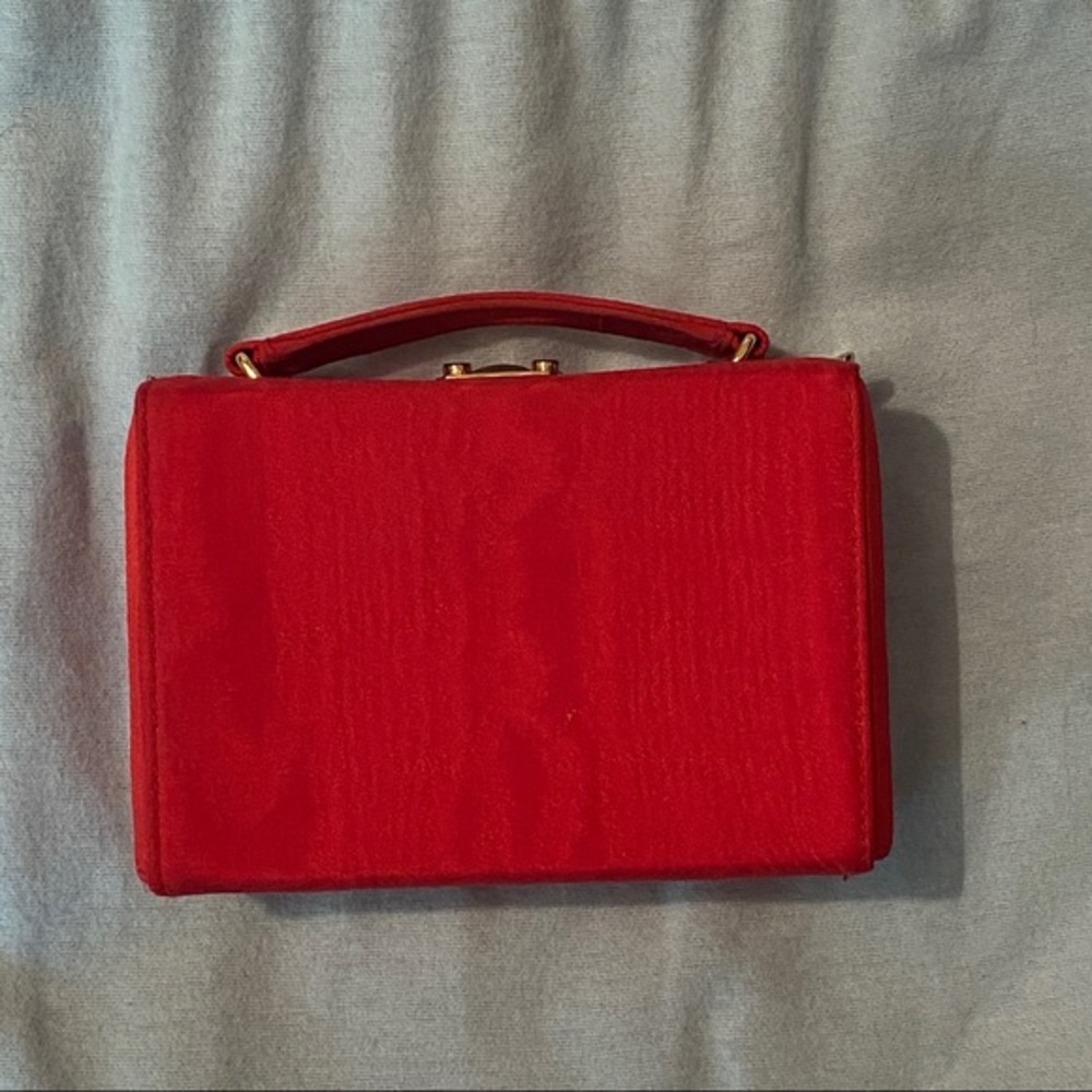 mark cross mini grace box bag in red fabric